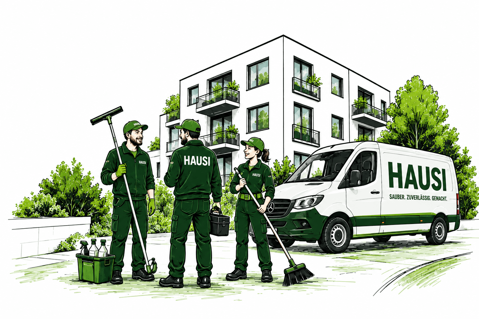 Das Hausi-Team vor dem Einsatzfahrzeug